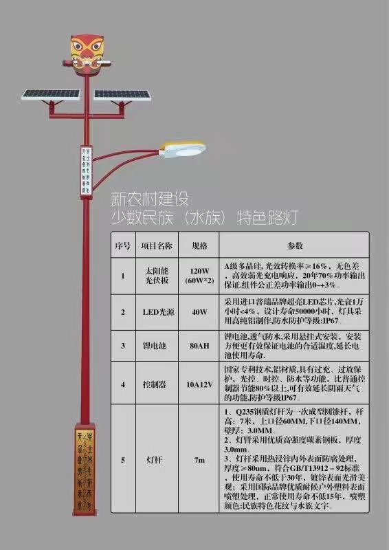 民族特色水族太阳能路灯