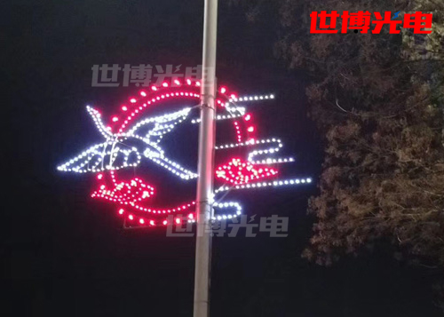 LED仙鹅献仙图案灯_鹤壁节日灯杆造型装饰仙鹤